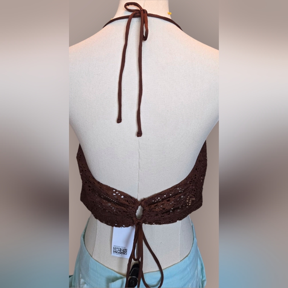 H&M DIVIDED Brown Crochet Crop Camisole ~NWT - Picture 4 of 11
